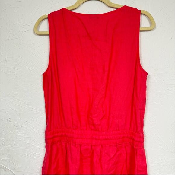 Saks Fifth Ave Pink Coral Linen Sleeveless Mini Dress Womens M Beachy Casual - Picture 8 of 10